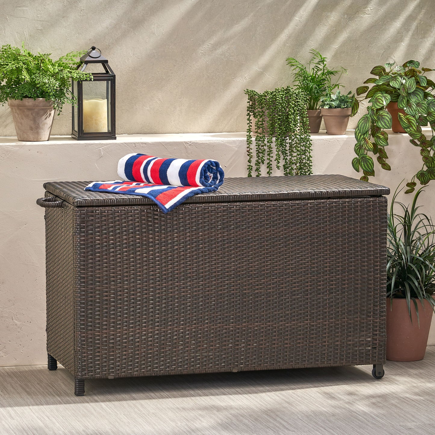 Blake - Wicker Cushion Box - Brown Multi