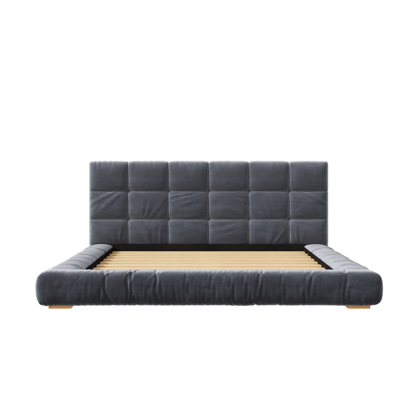 Upholstered Platform Bed Frame With Tufted Headboard