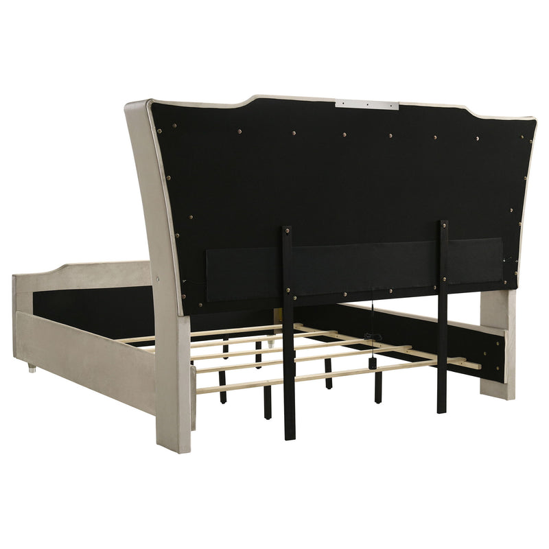 Mika - LED Upholstered Bed With Tufted Wingback Headboard And Ambient Lighting