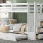 Twin Over Twin Bunk Bed With Trundle And Staircase - White
