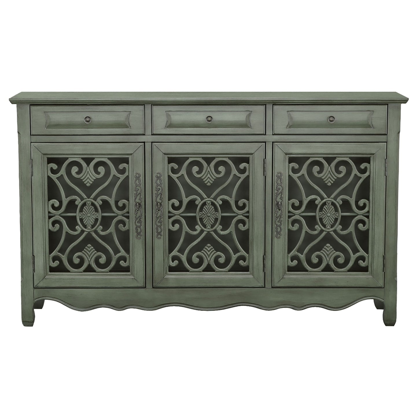Naomi - 3 Drawer Scrollwork Accent Cabinet - Green