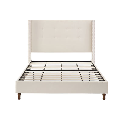 Peyton - Upholstered Bed With 54" High Headboard, Traditional Hand Buttoned Tufting