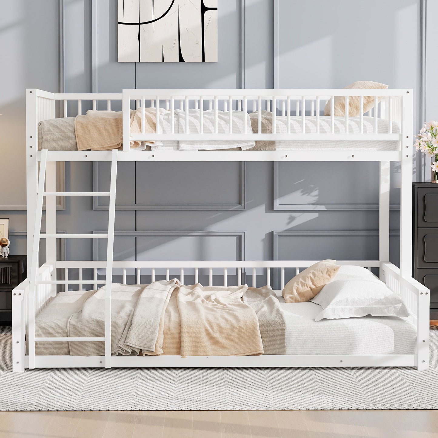 Bunk Bed With Ladder And Safety Guardrails