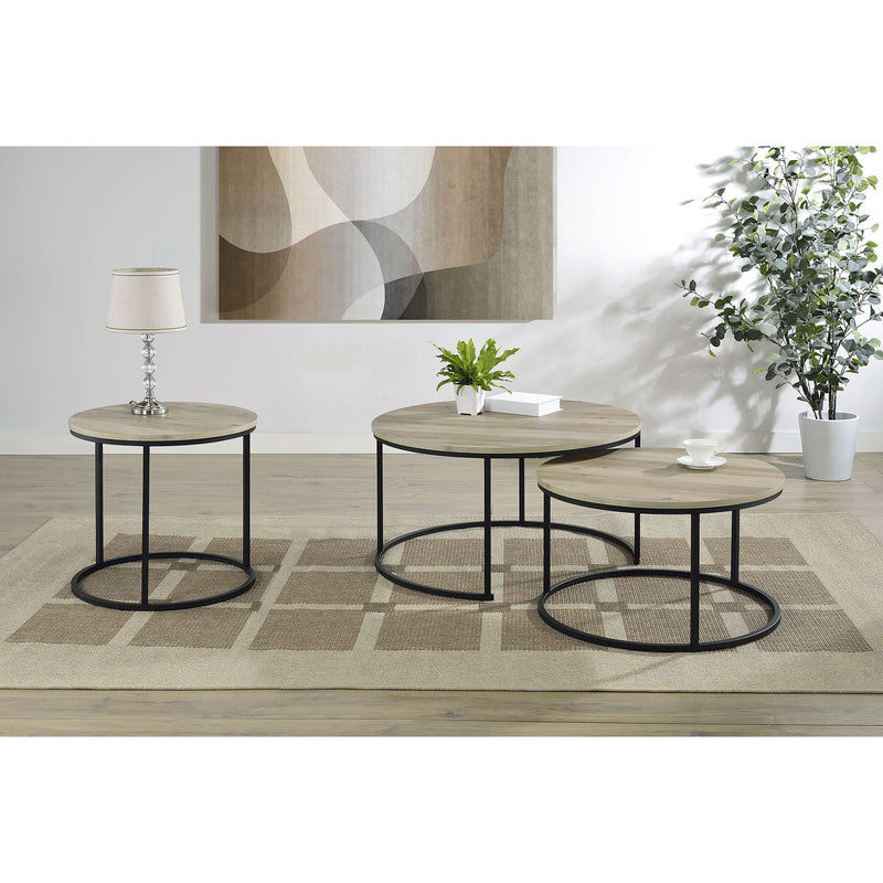 Arrize - 2 Piece Round Nesting Coffee Table Set - Pine Wood