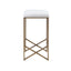 Backless Upholstered Counter Stool With Padded Seat - Ivory / Bronze