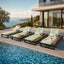 Chaise Lounge Set, 5 Position Adjustable, Flat Side Surface Storage