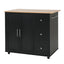 Mobile Kitchen Cart With Storage With 2 Doors, 3 Drawers & Adjustable Shelf - Black / Natural