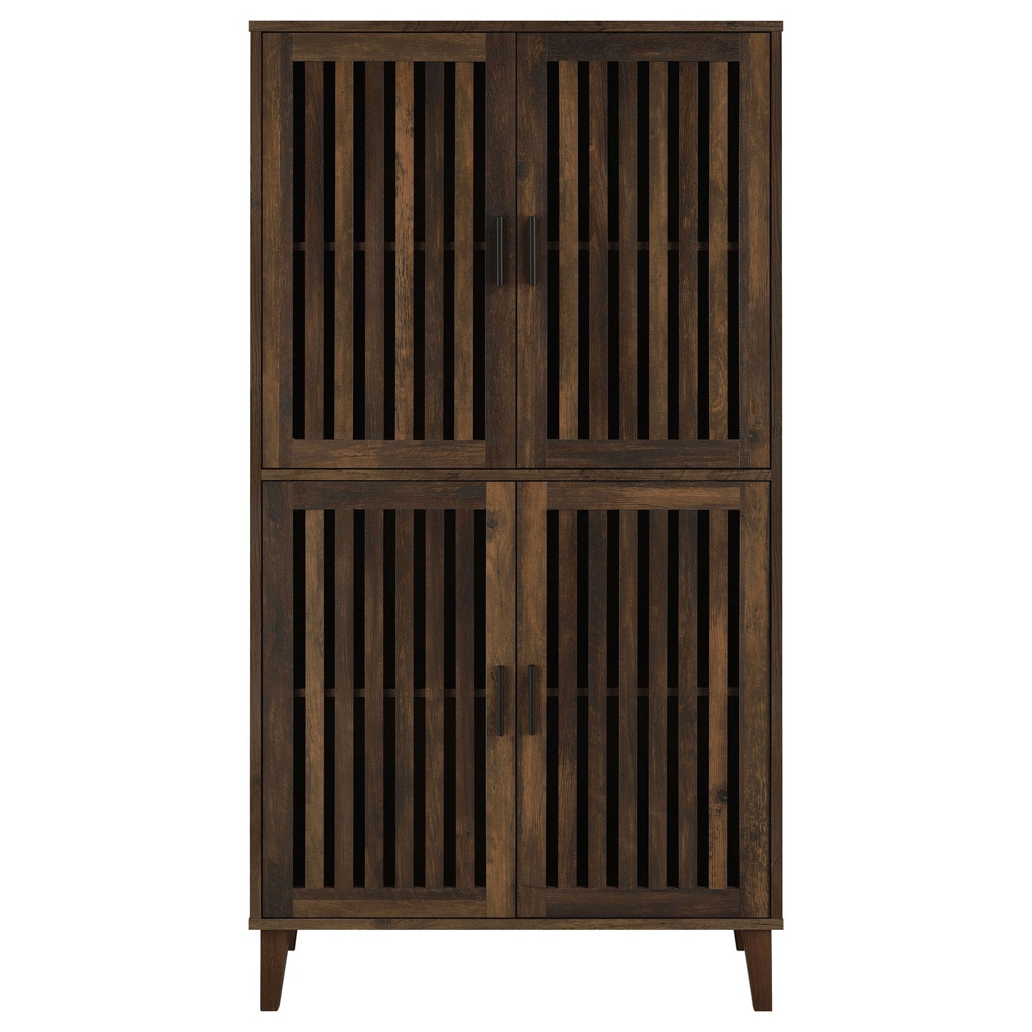 Sakai - 4 Door Tall Accent Cabinet With Slatted Doors - Brown