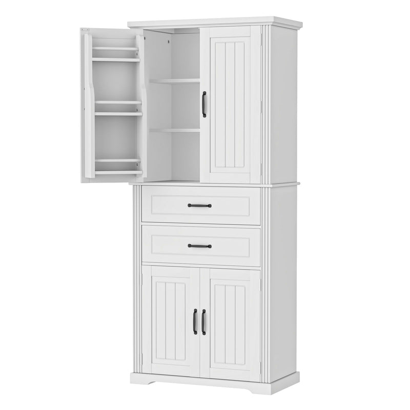 Storage Cabinet With Adjustable Shelves, 2 Drawers, Doors