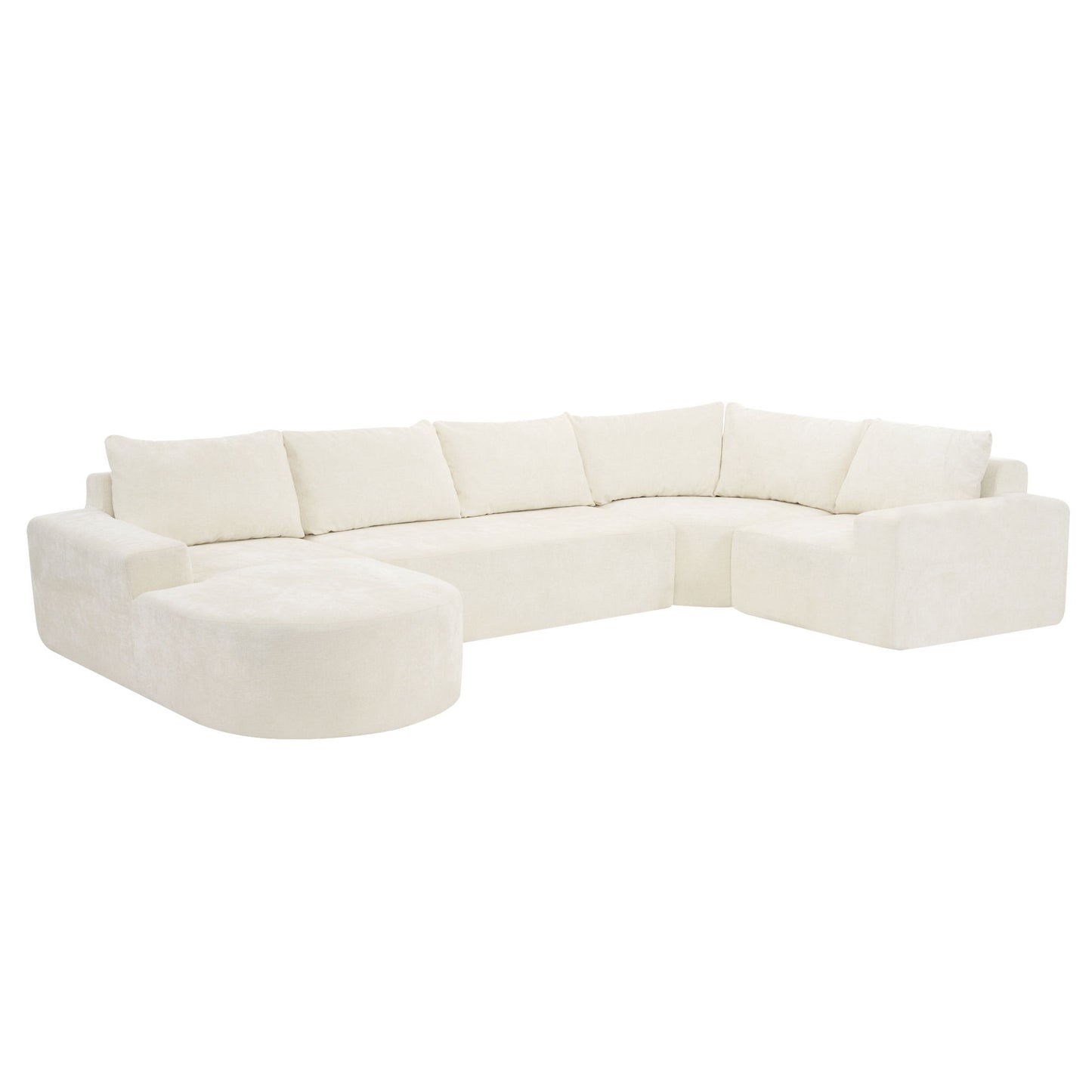 Modular Cloud Sectional Sofa Set, U-Shaped Upholstered Couch With Deep Seat