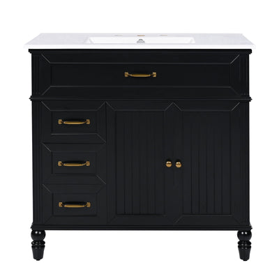 Bathroom Vanity With Sink, 2 Doors 2 Drawers, Freestanding Design