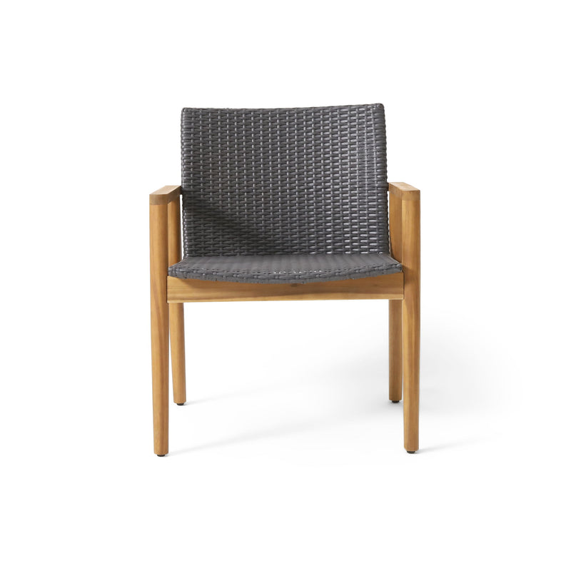 Tranquilize - Outdoor Wooden Club Chair With Woven Wicker Seat And Back (Set of 2) - Natural