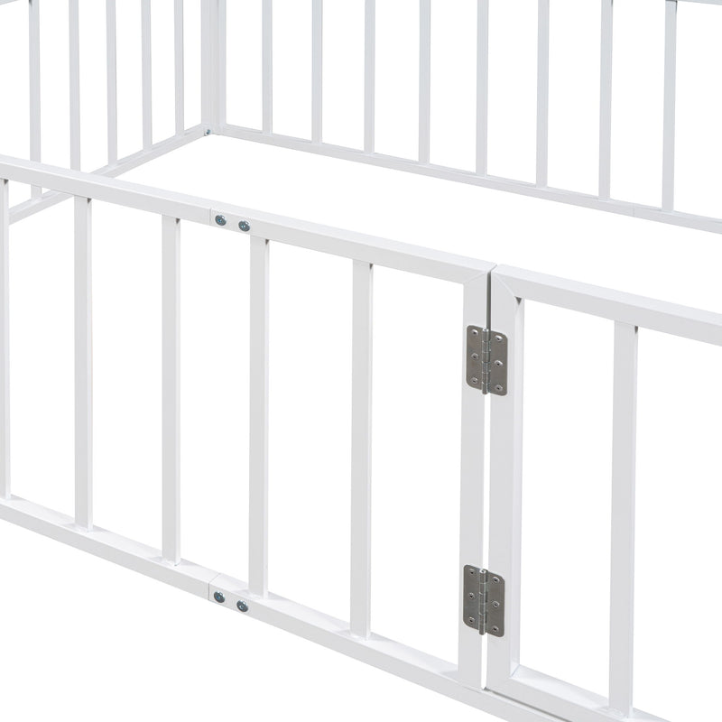 Metal Floor Bed Frame With Fence And Door