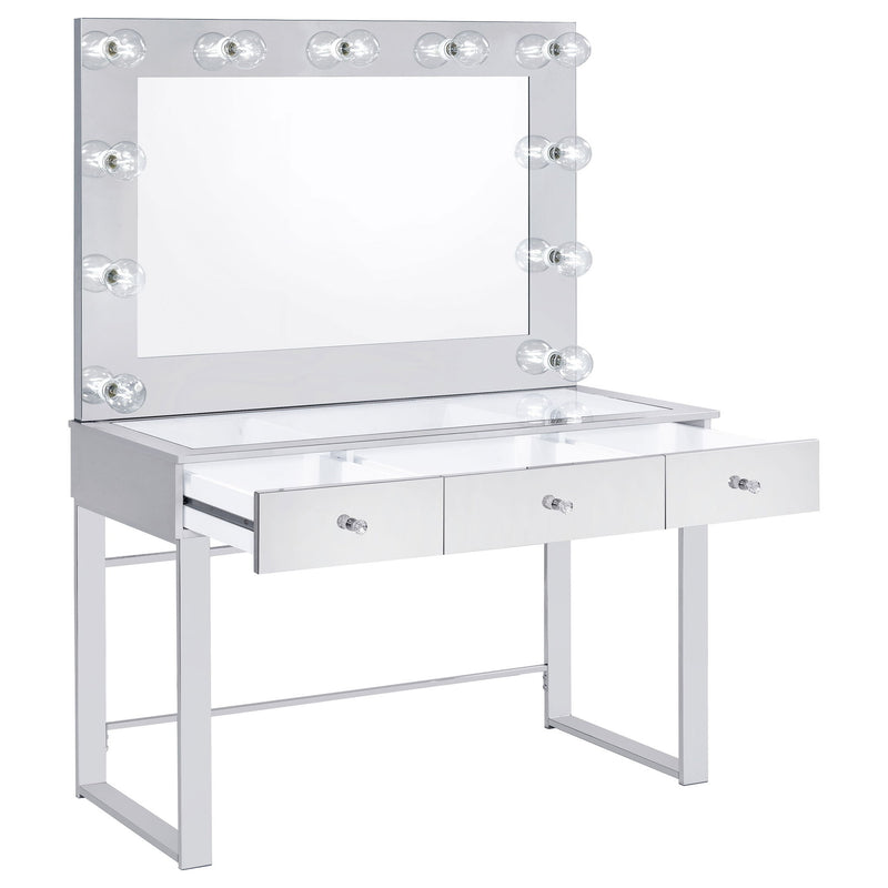Trevor - 3 Drawer Makeup Vanity Table With Mirror - Chrome