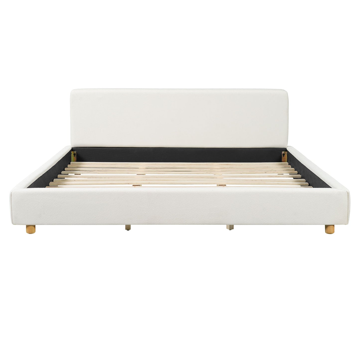 Upholstered Platform Bed Frame With Thick Headboard