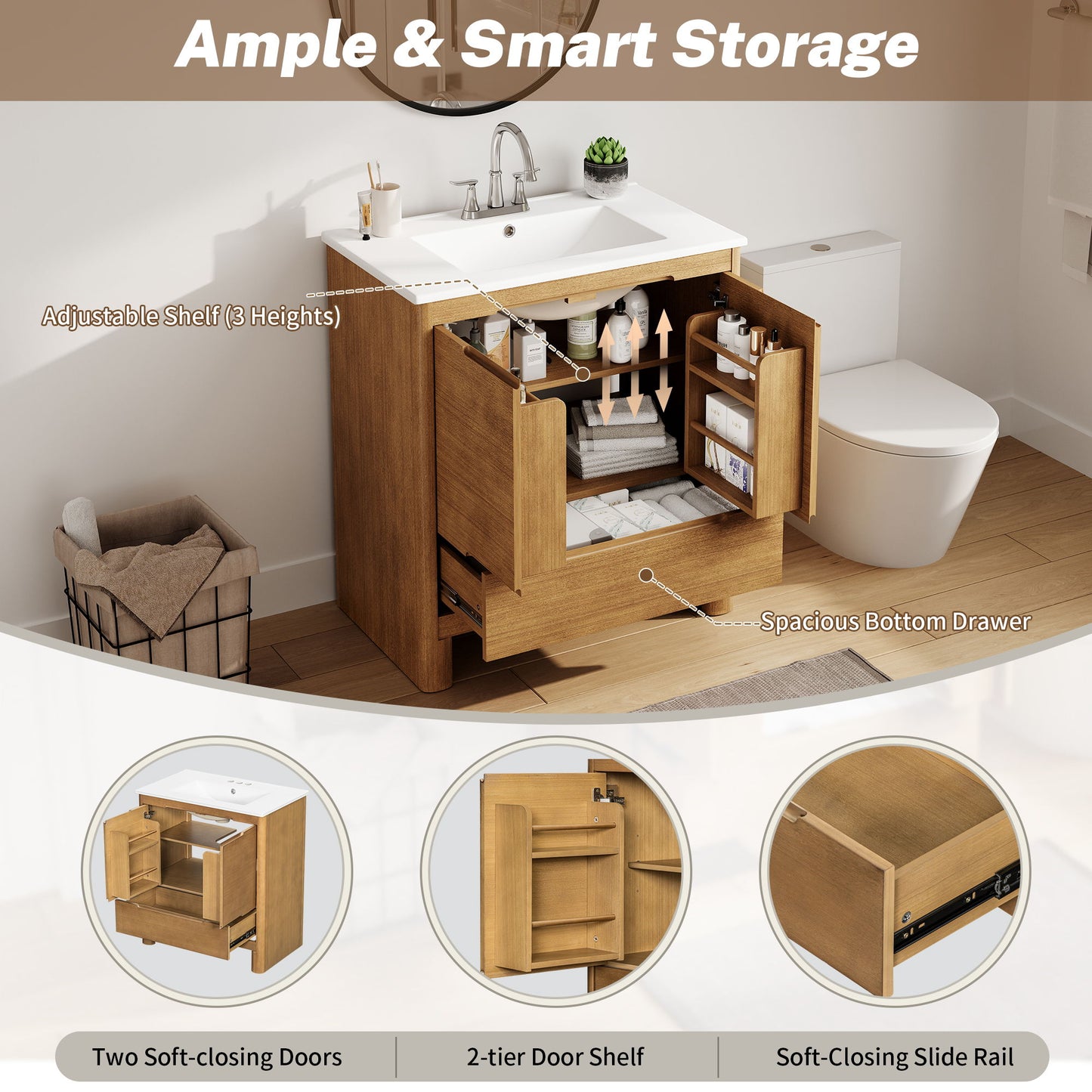 Softened Modern Bathroom Vanity With Sink