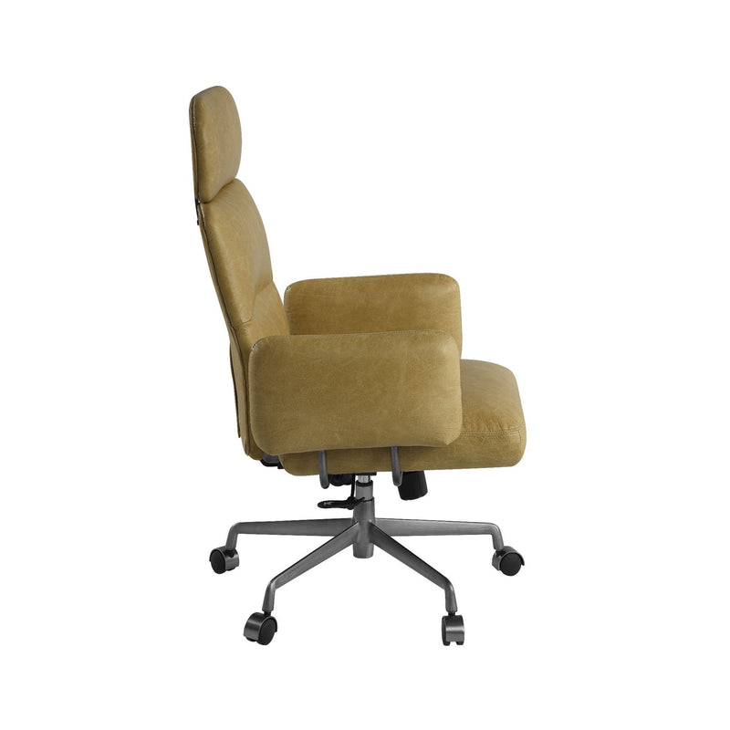 Davu Vintage Top Grain Leather & Iron Swivel Office Chair