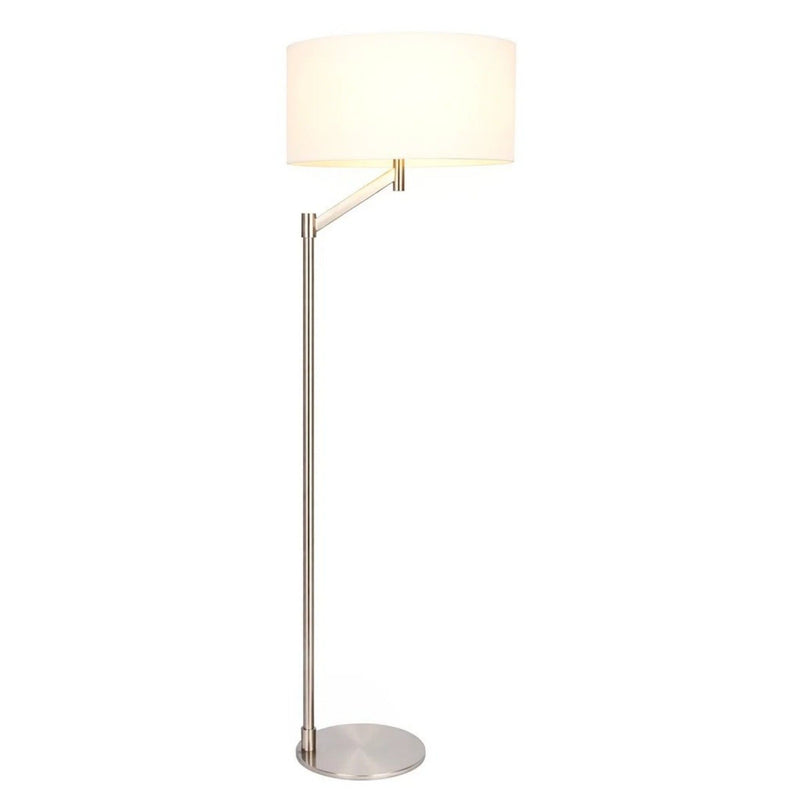 Serene - Floor Lamp With Rotary Switch Base Linen Shade - Brushed Nickel / White