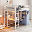Loft Bed With Desk, Shelves, Power Outlet, LED Light And Wardrobe