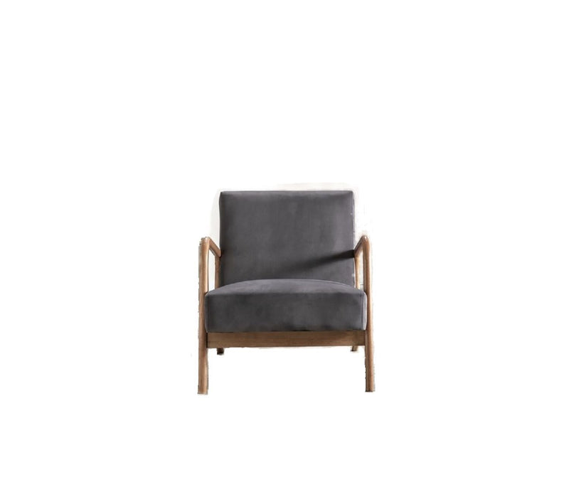 Open Framed Armchair With Cushioning And - Gray