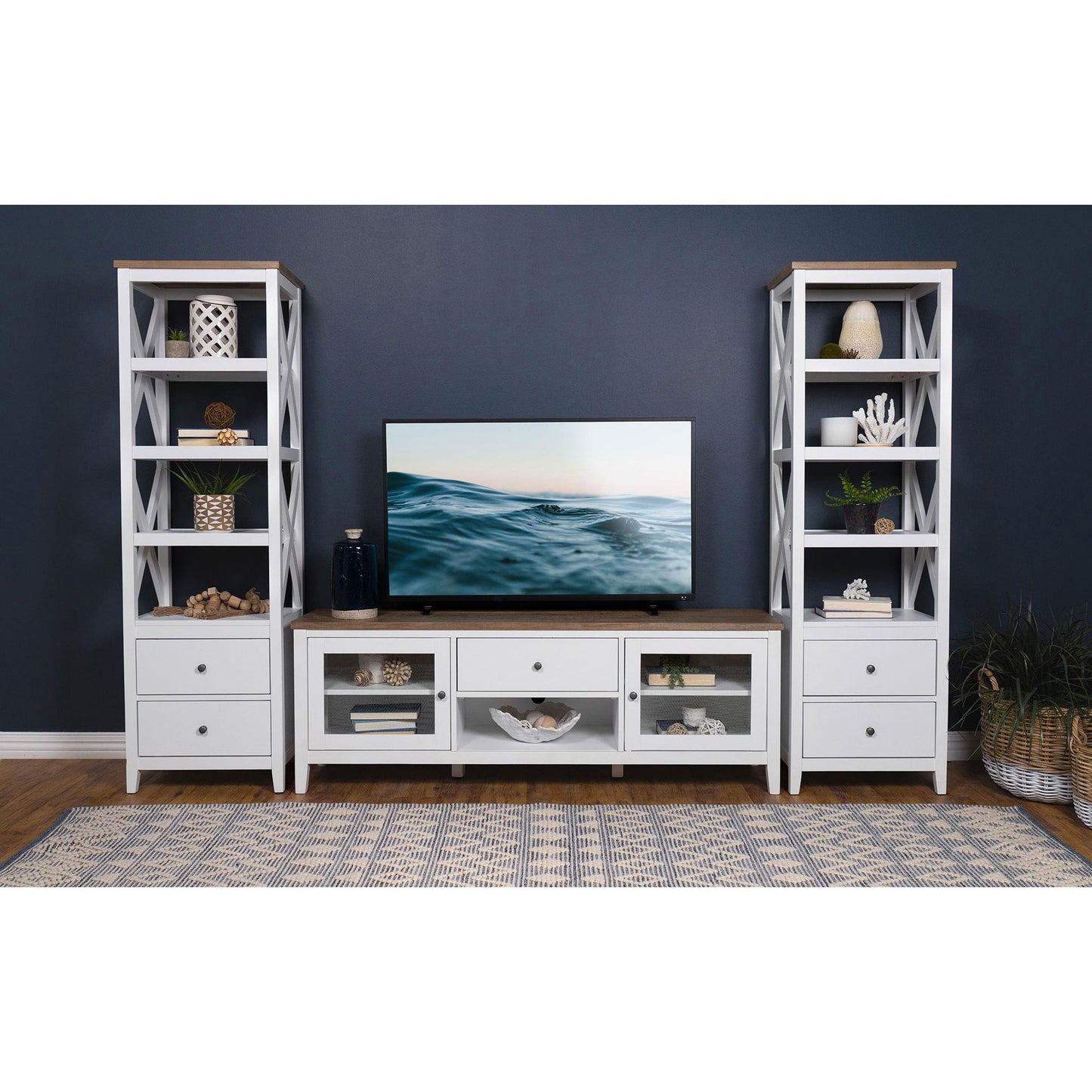 Delaney - 4 Shelf Bookcase With Top Storage Tower - White