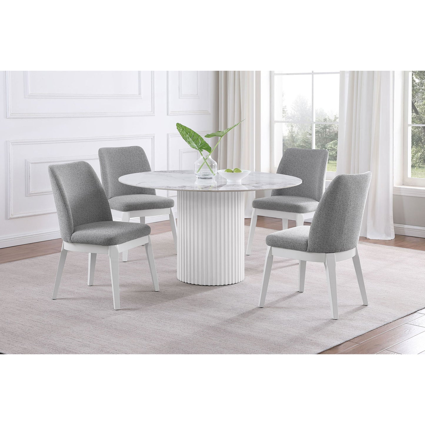 Quincy - Round Dining Table - White Marble