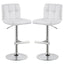 Lenny - Upholstered Adjustable Bar Stool (Set of 2) - White