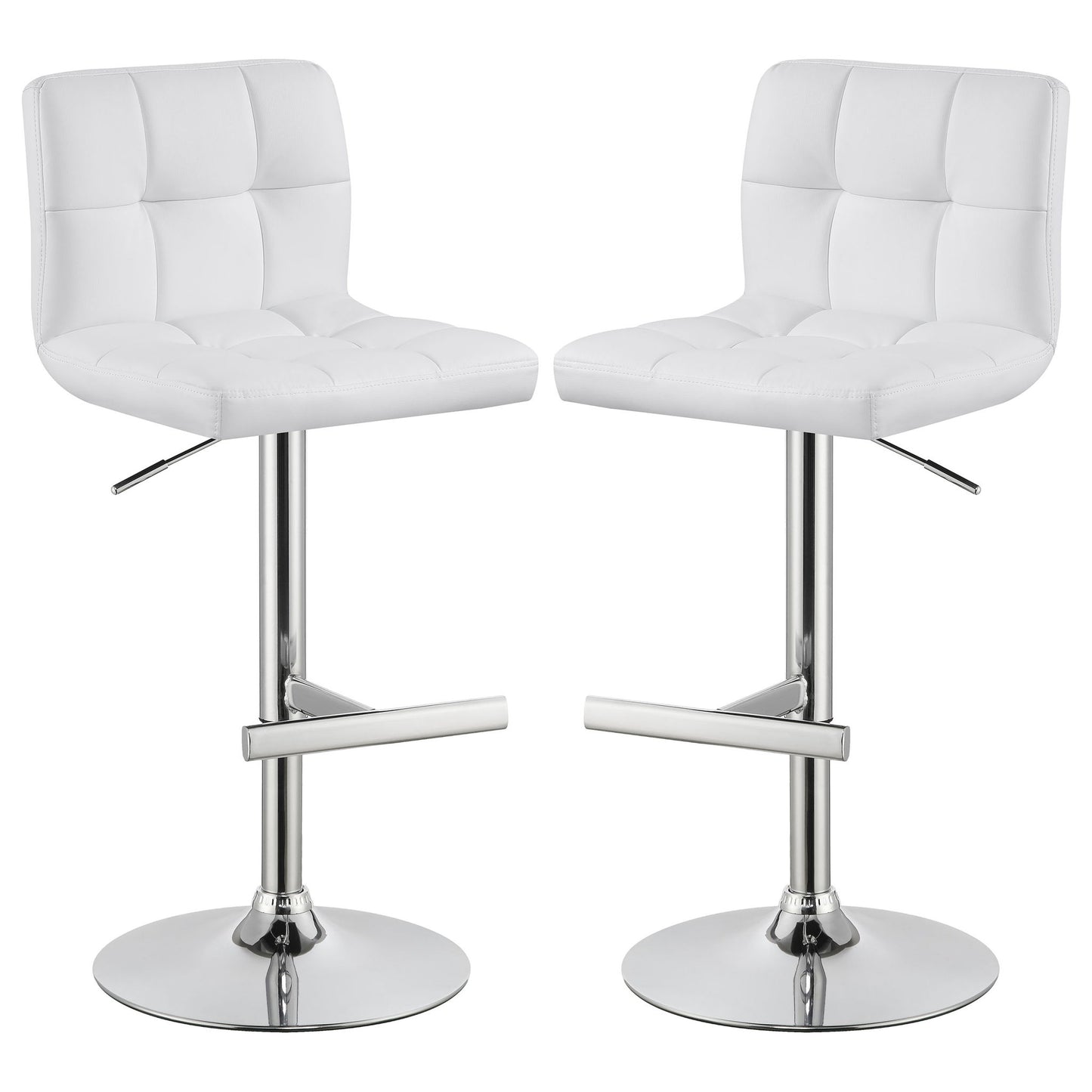 Lenny - Upholstered Adjustable Bar Stool (Set of 2) - White