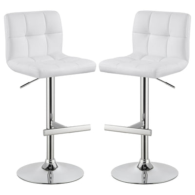Lenny - Upholstered Adjustable Bar Stool (Set of 2) - White