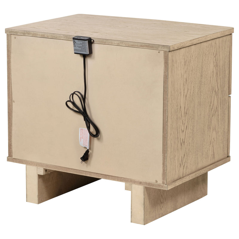 Kimpton - 2 Drawer Nightstand With USB Charging Ports - Beige