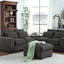 Tatman - Linen Blend Sectional With 2 Ottomans - Dark Gray