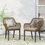 Modern Wicker Dining Club Chair With Water Resistant Cushions - Brown / Beige