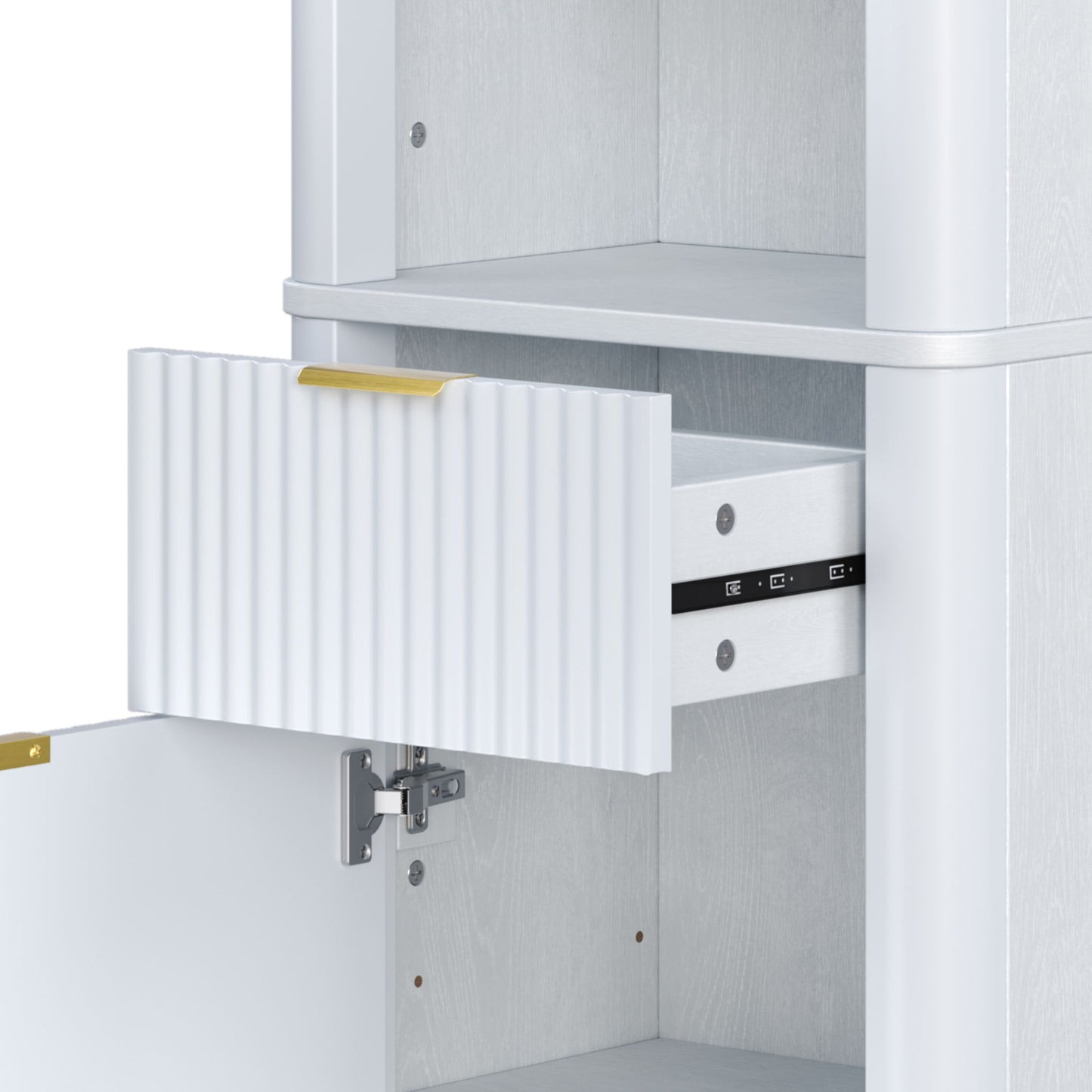 Tall Bathroom Storage Cabinet With Adjustable Shelves And 1 Drawer & Door