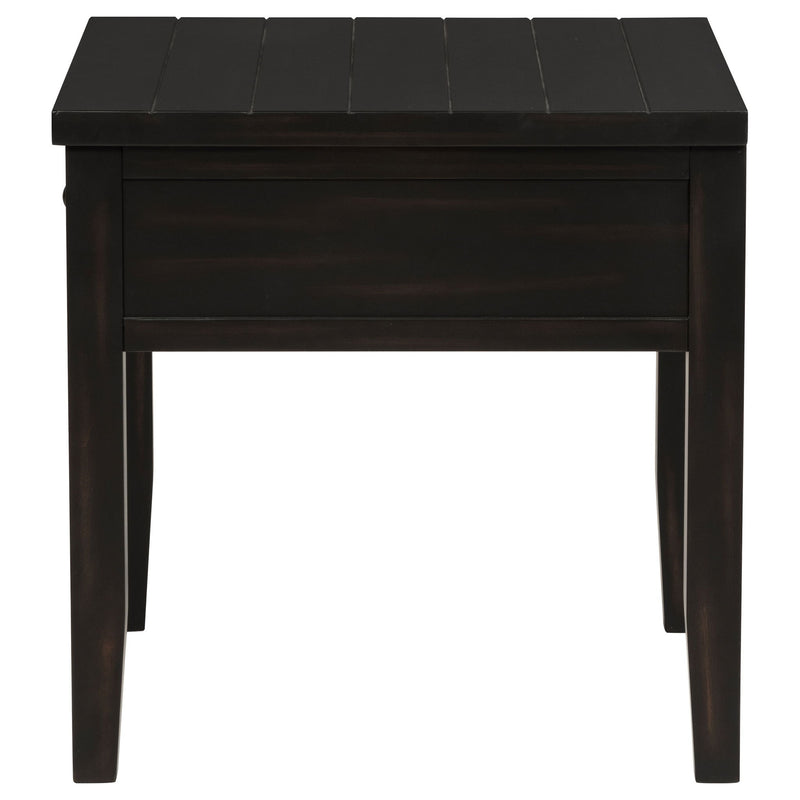 Sutter - 1 Drawer Square End Table - Dark Brown