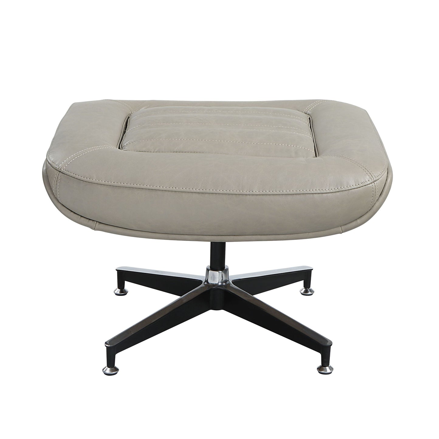 Piran - Twilight Top Grain Leather Accent Chair And Ottoman With Swivel - Gray