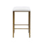 Backless Upholstered Counter Stool With Padded Seat - Ivory / Bronze