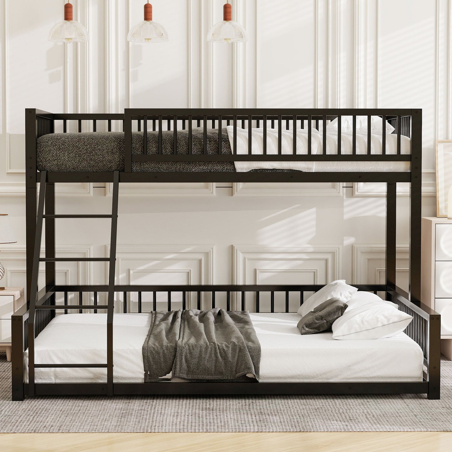 Bunk Bed With Ladder And Safety Guardrails