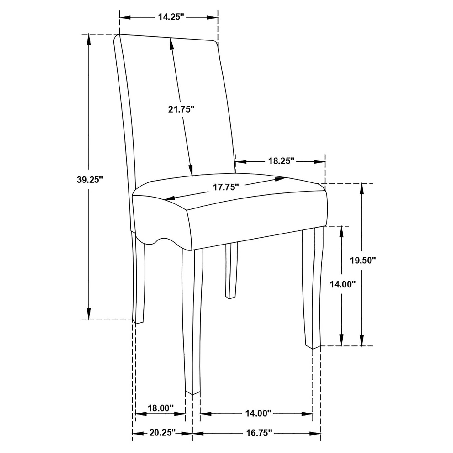 Upholstered Dining Chair Soft Padded Seat And Flared Back Design (Set of 2) - Gray