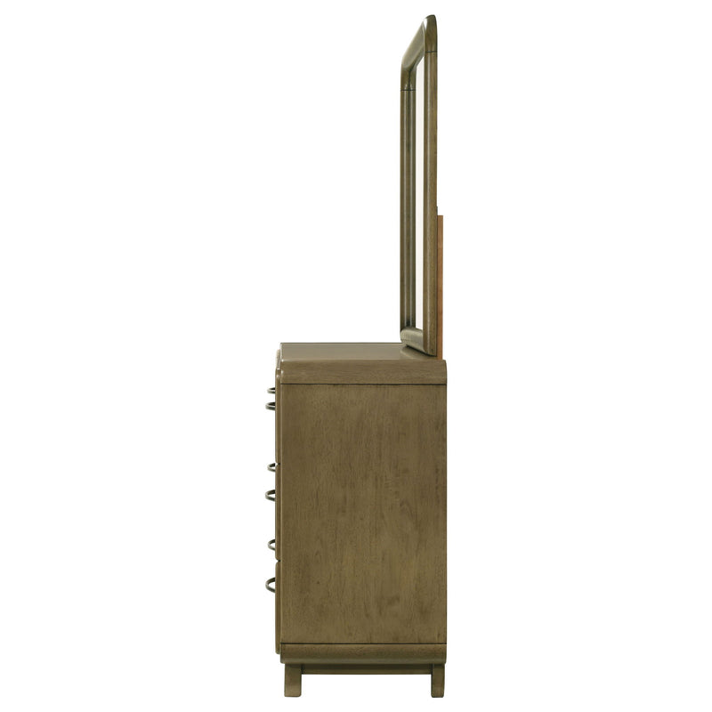 Bernardo - 6 Drawer Dresser And Mirror With Rounded Corners - Nutmeg Brown