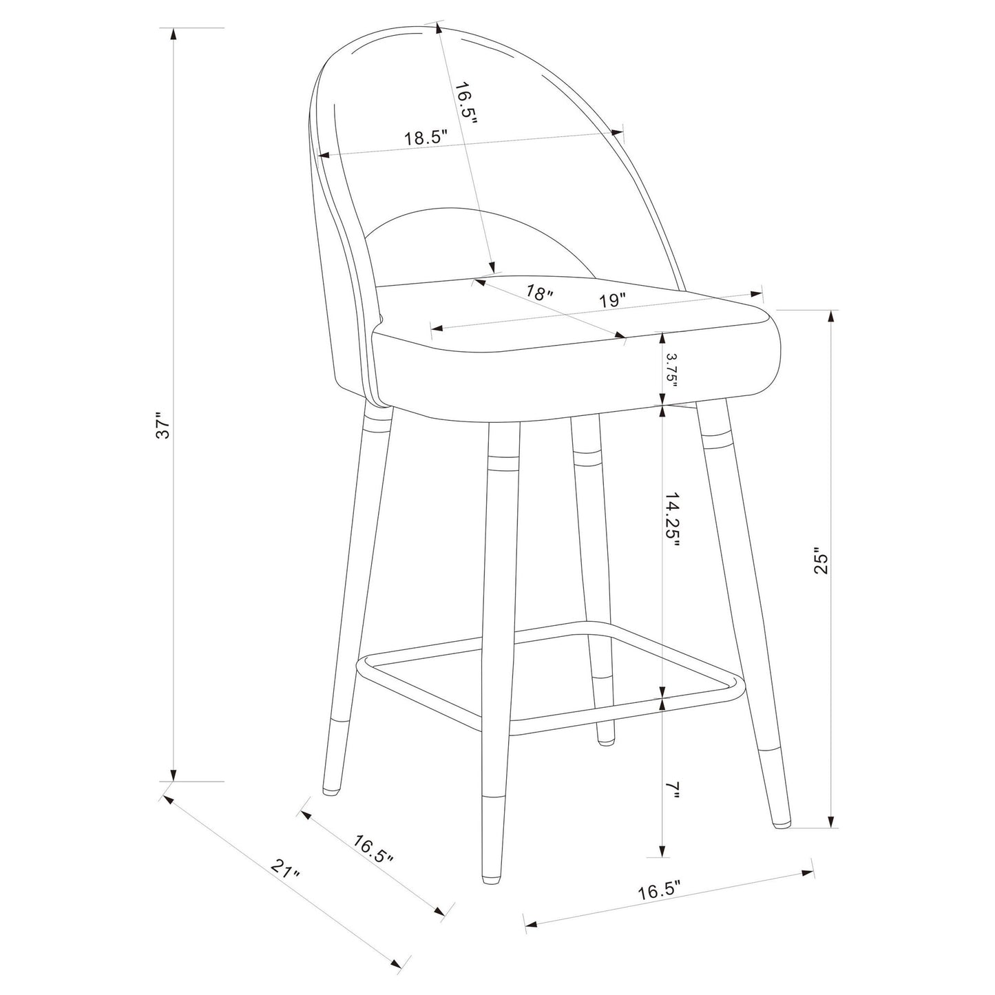 Open Back Counter Height Stools (Set of 2)