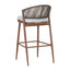 Outdoor Bar Height Metal Frame Counter Stools With Scallop Shaped Backrest & Water Resistant Cushions