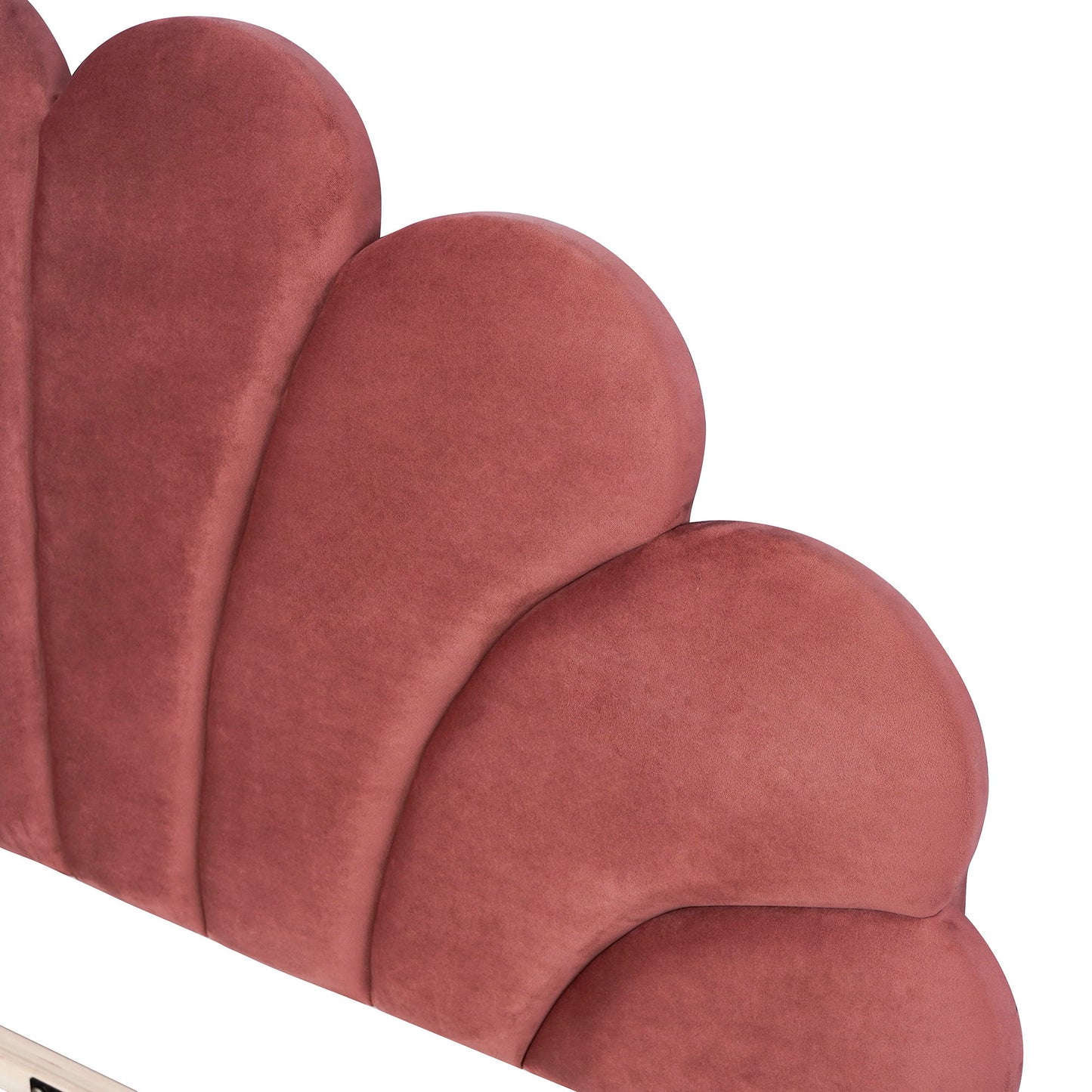Upholstered Platform Bed With Flower Pattern Headboard