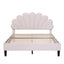 Upholstered Platform Bed With Flower Pattern Headboard