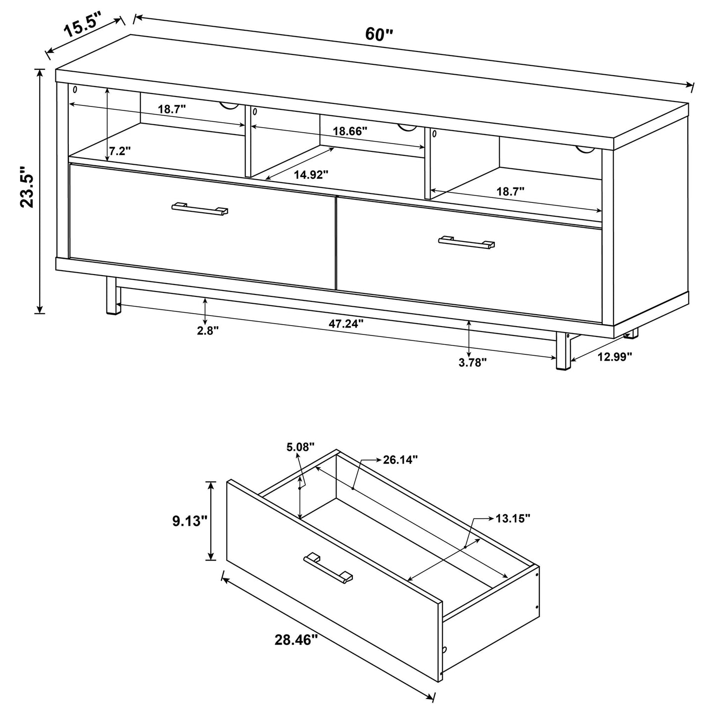 Drawer Storage TV Console