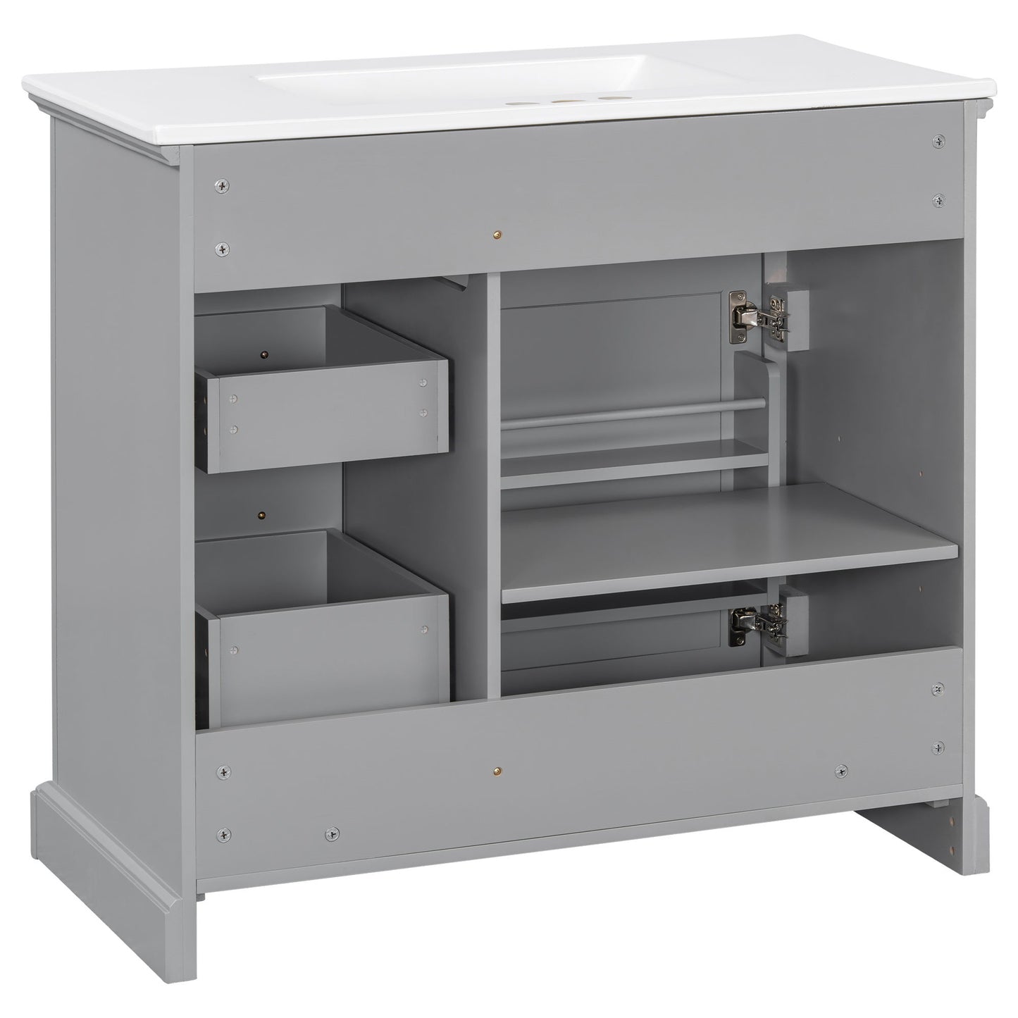 36" Bathroom Vanity With Sink, 2 Tip-Out Drawers, Soft Close Hinges
