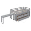 Loft Bed With Retractable Writing Desk And 4 Drawers, With Lateral Portable Desk And Shelves