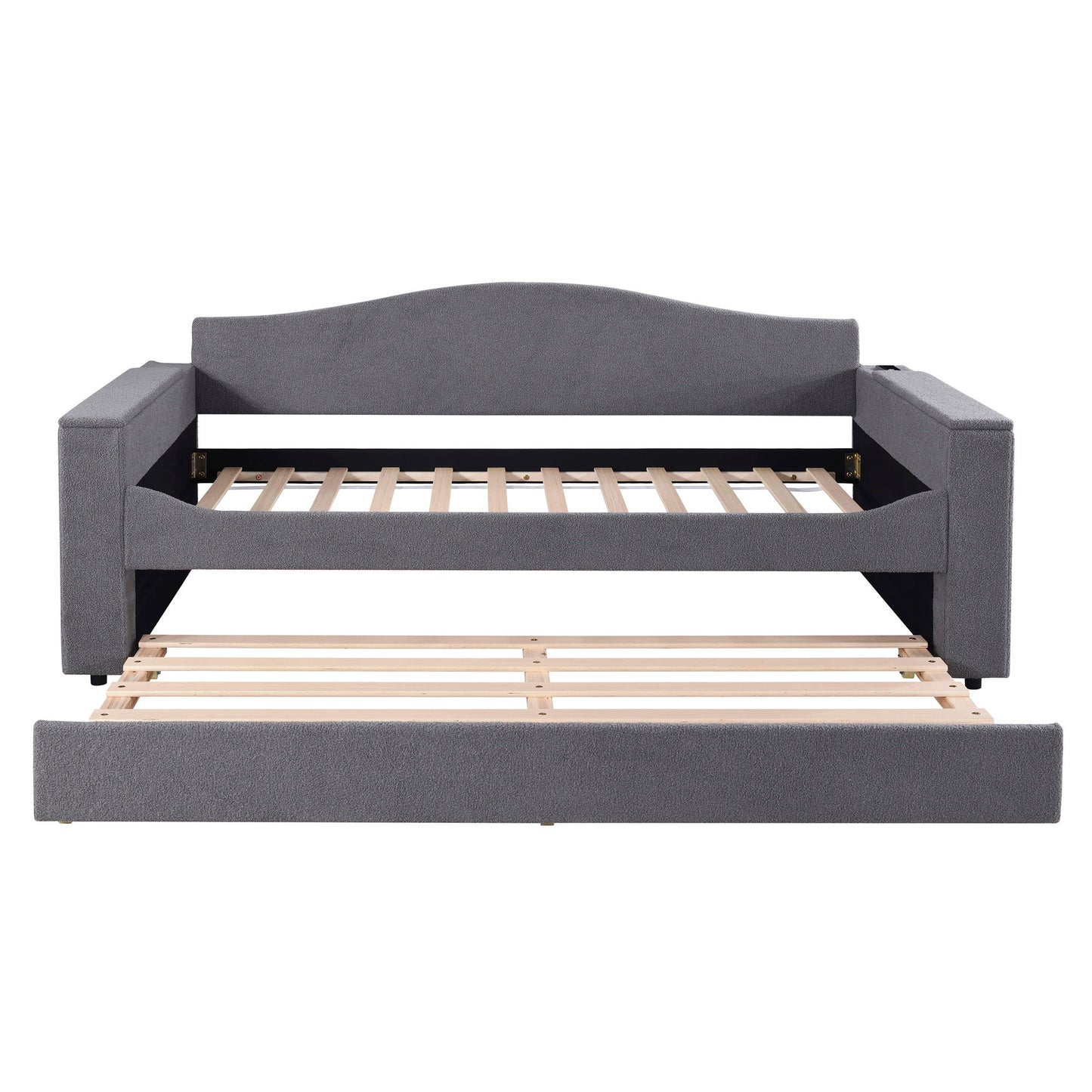 Upholstered Daybed With Storage Armrests, Trundle And Latest Integrated tooth Audio System