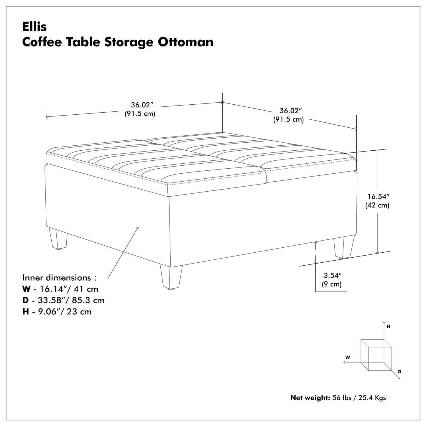 Ellis - Upholstered Coffee Table Storage Ottoman