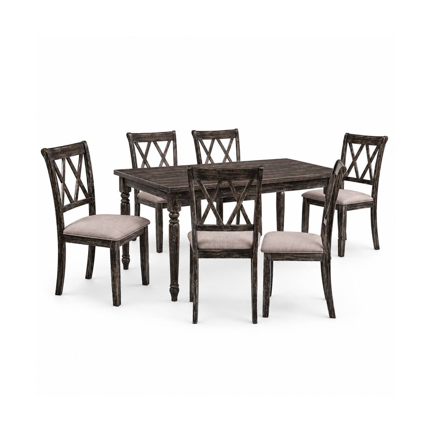 Claudia II - Weathered 7 Pieces Dining Room Set - Gray