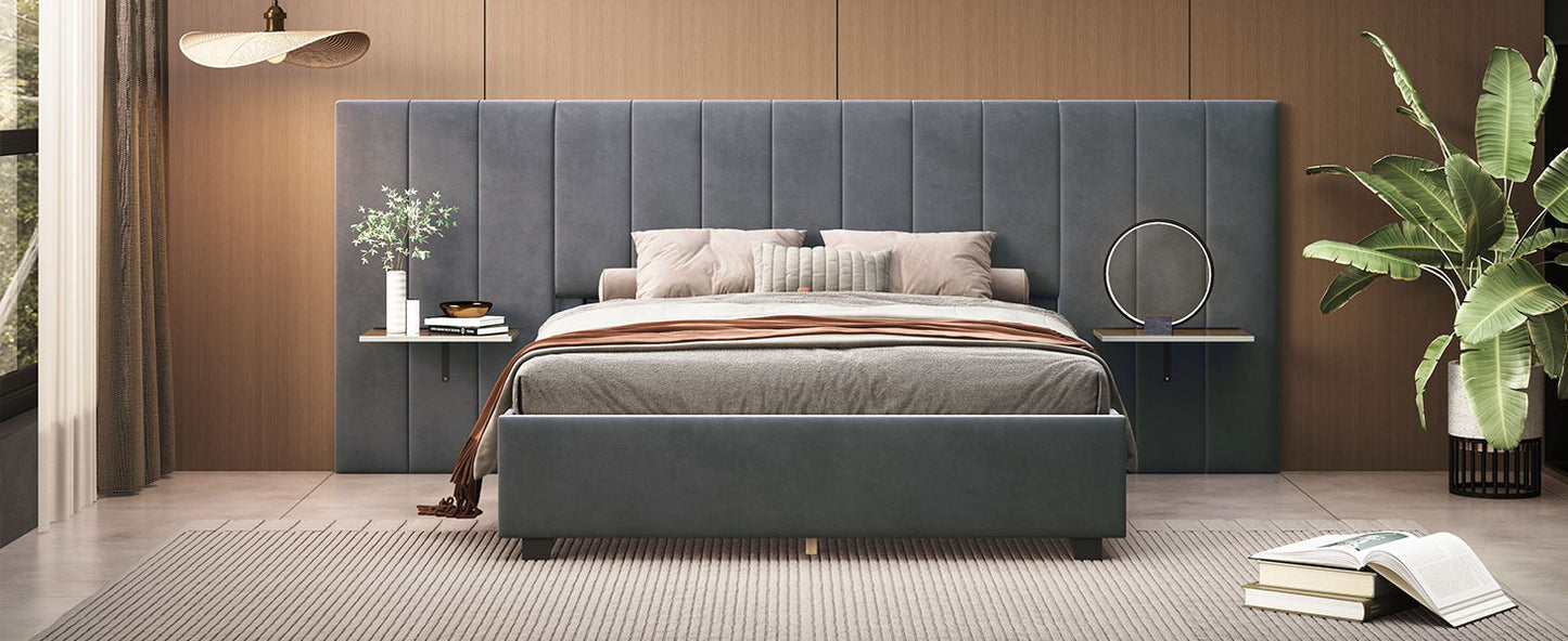 Upholstered Platform Bed With Big Headboard